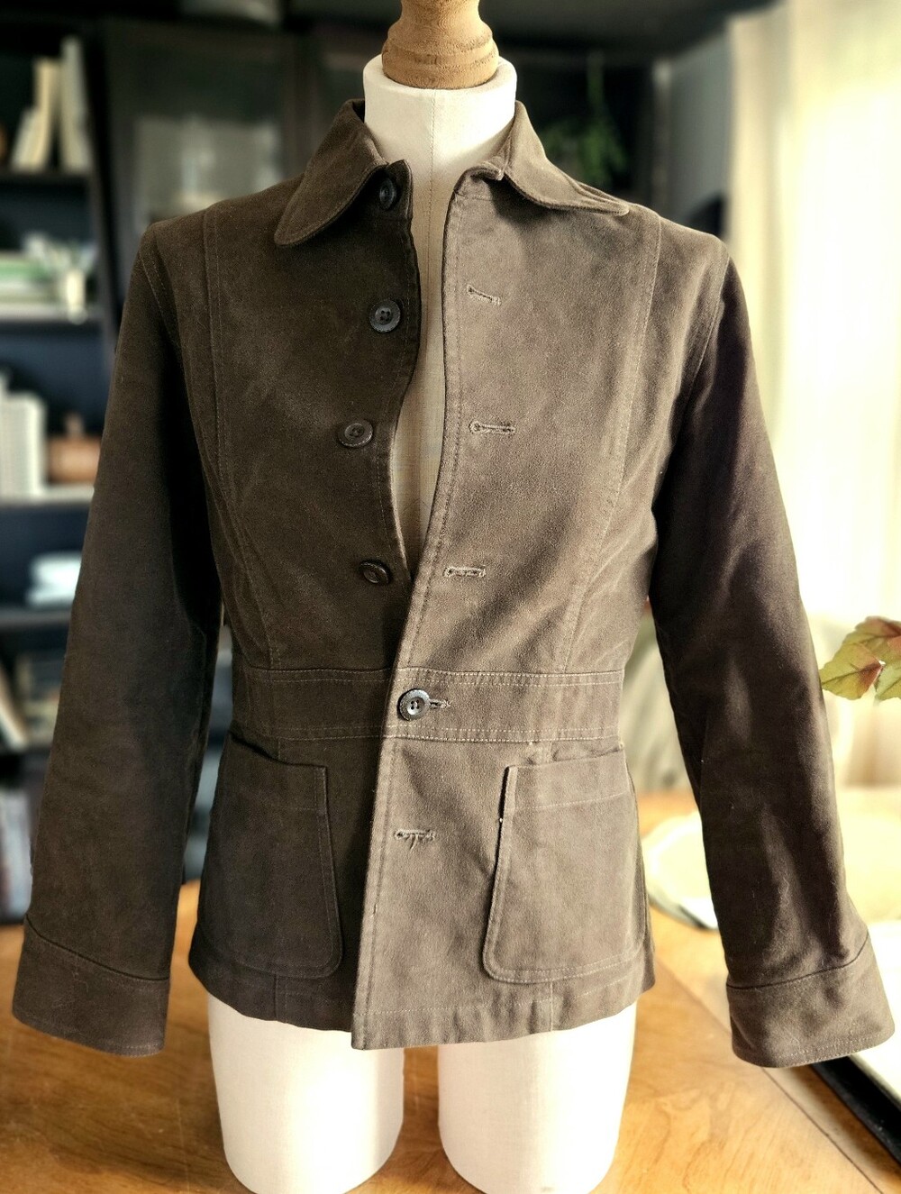 Olive Military Green Fall Autumn Cotton Chore Jacket Utility Blazer